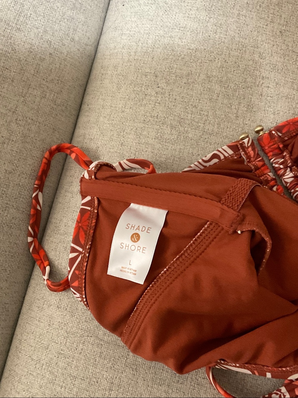 Shade & Shore Orange Floral Tile One-Piece Swimsuit - Picture 7 of 7